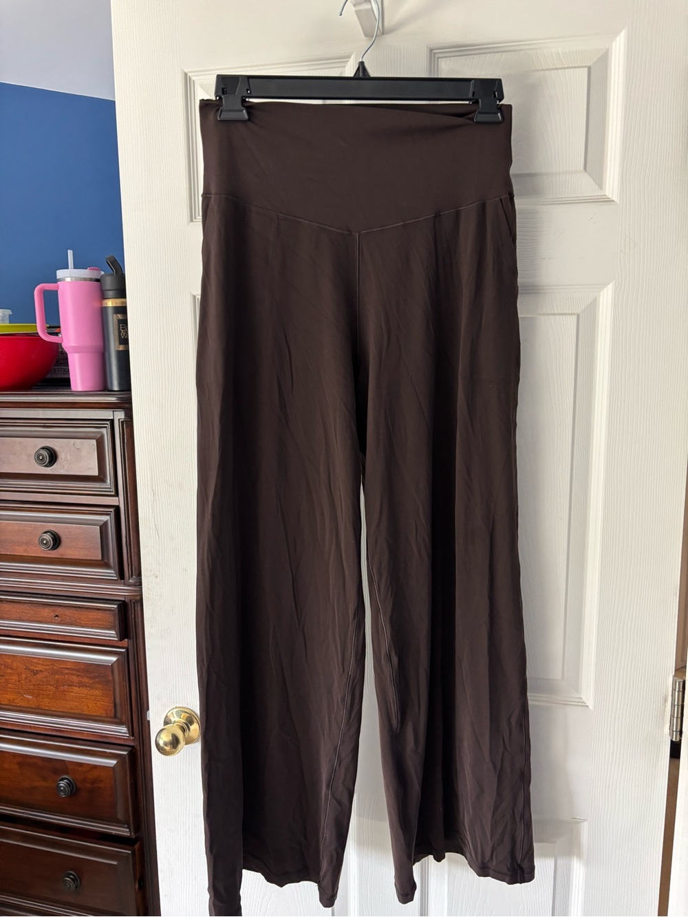 aerie Wide-Leg High Waist Pants in Chocolate Brown